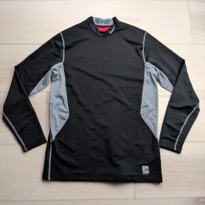 Nike Pro Combat Shirt Mens L  Hyperwarm Dri-Fit Max Fitted Black Gray 479925-013
